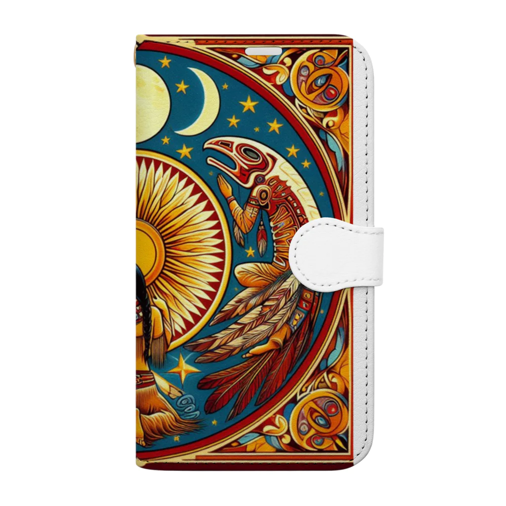 MKTU51の太陽　月　大地　祈り2 Book-Style Smartphone Case