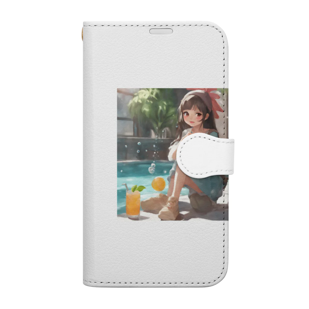 柴犬大好きマンの可愛い女の子　ふわふわ Book-Style Smartphone Case