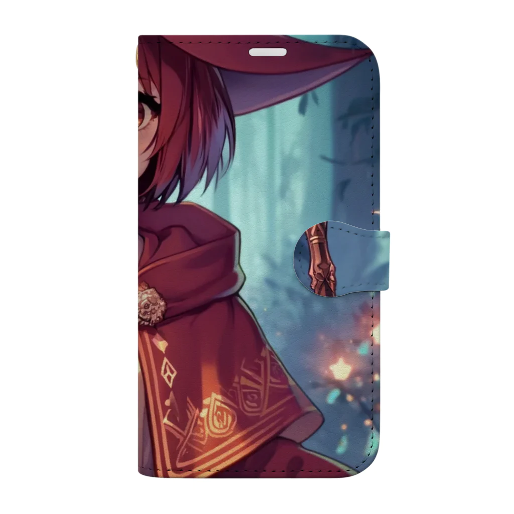 AIキャラつく〜るの赤髪の魔法使いの女の子 Book-Style Smartphone Case