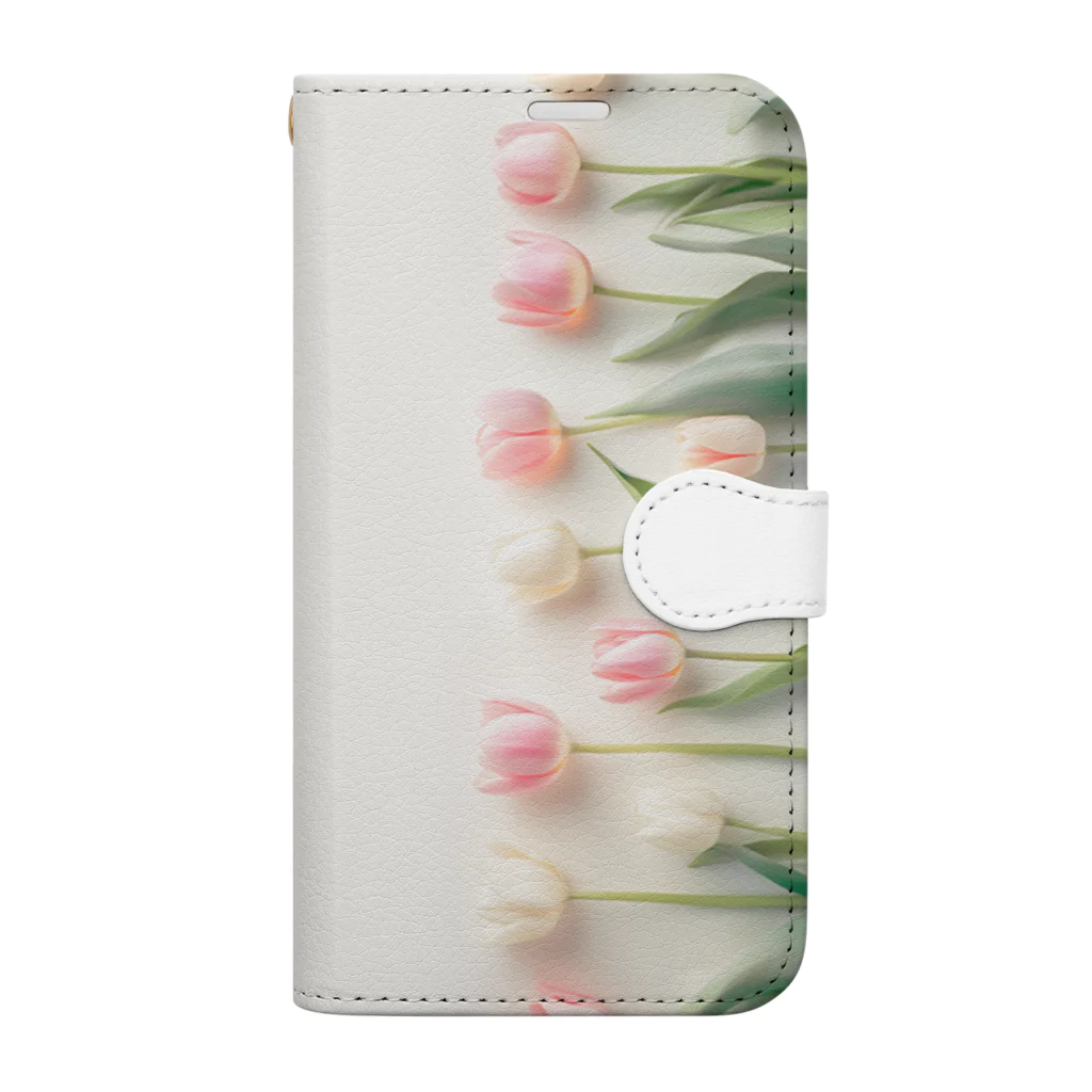 Leomatsuraのピンクと白のチューリップ Book-Style Smartphone Case