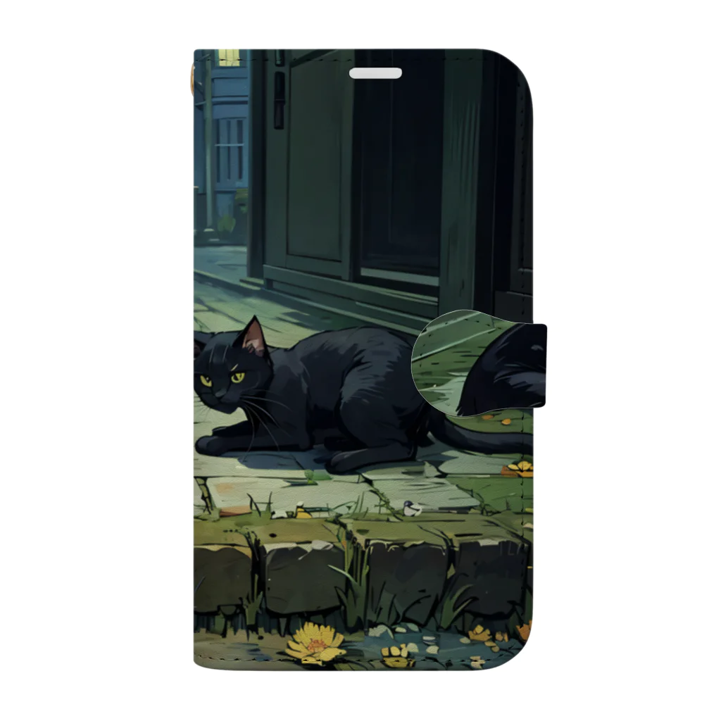 おかづあいのねこちゅうしんの黒の三頭政治 Book-Style Smartphone Case