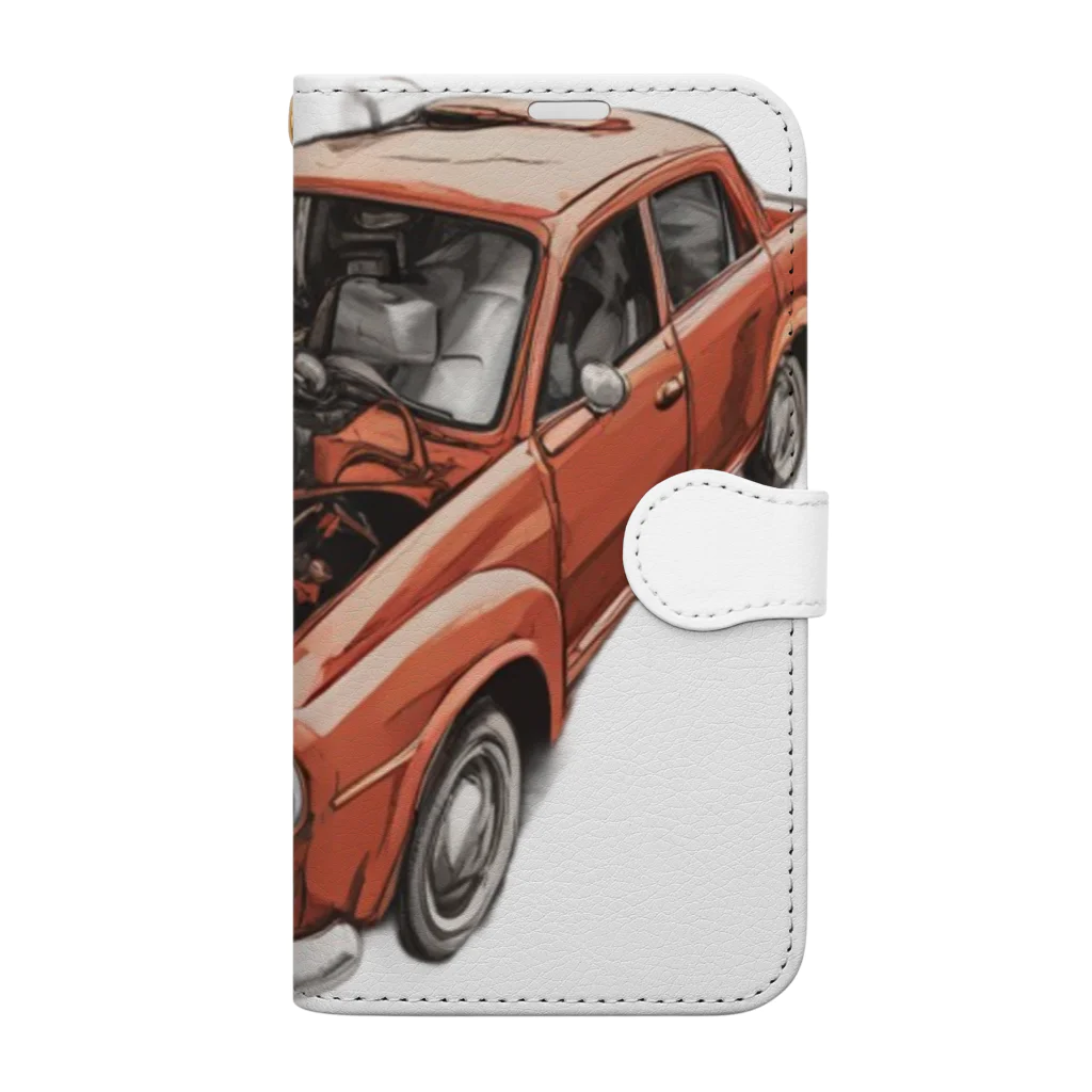 River book designのスポーティな赤い車がセンターに駐車。 Book-Style Smartphone Case