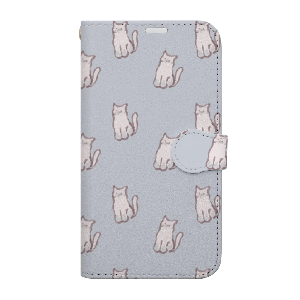 ふわぽこにゃんにゃんSHOP☁️🫧SUZURI支店のねこねこねこねこピンクシャム猫柄 Book-Style Smartphone Case