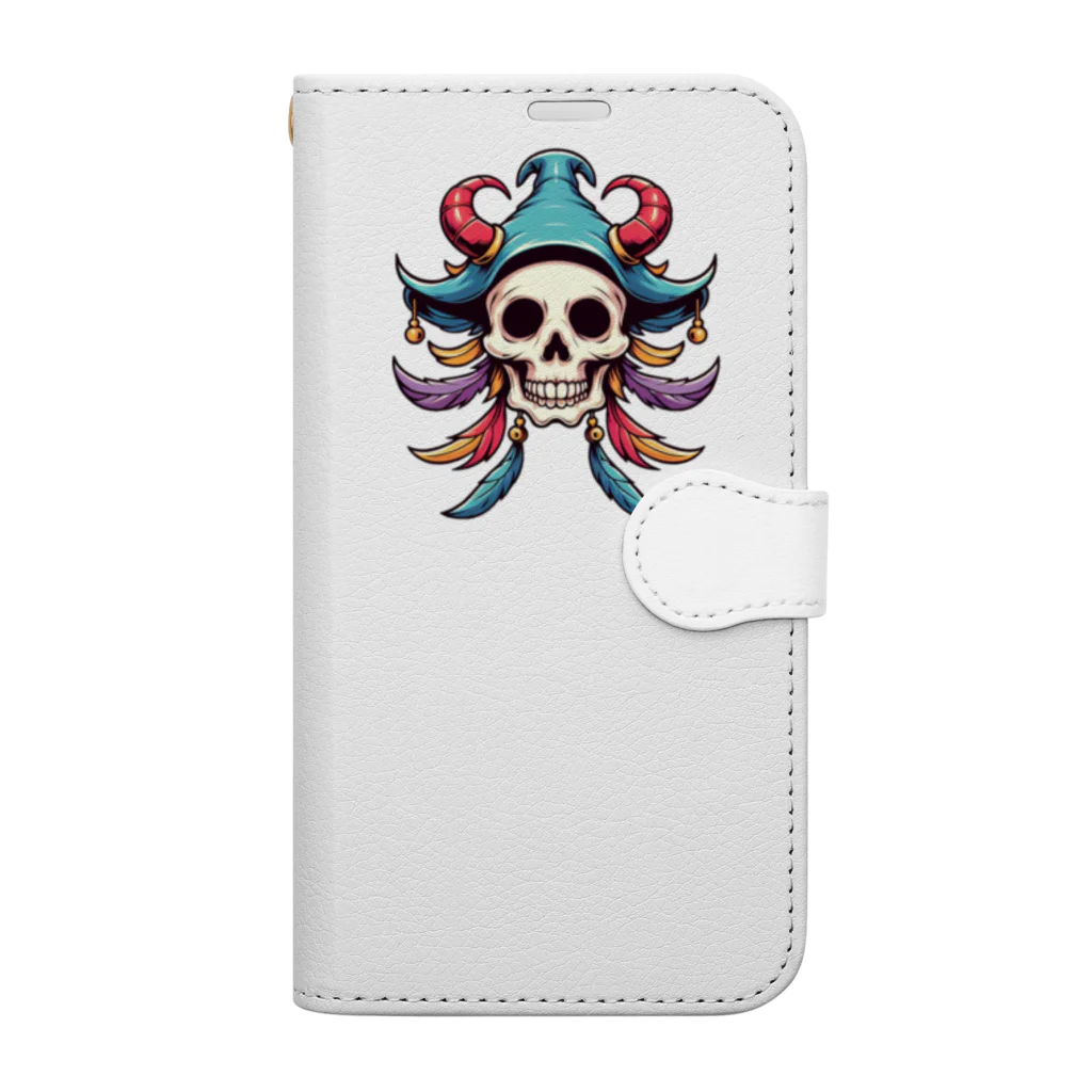 kuramoのスカル ワンポイントクールTシャツ Book-Style Smartphone Case