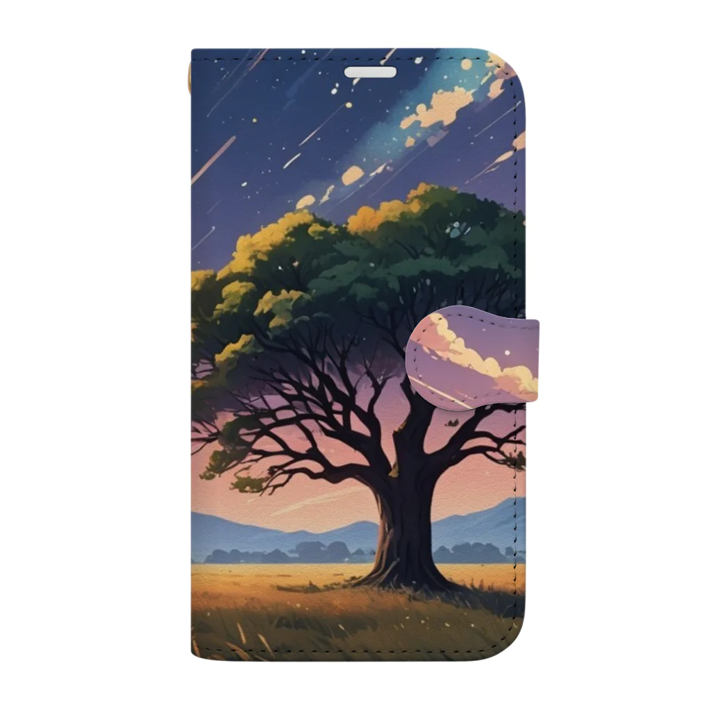 samenoa81の星の輝く平原 Book-Style Smartphone Case