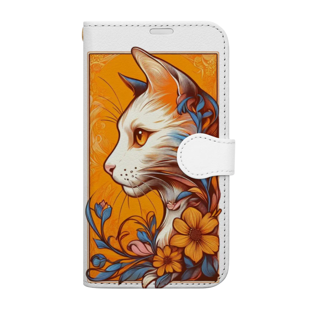 猫の世界のアールヌーボーな双子猫 Book-Style Smartphone Case