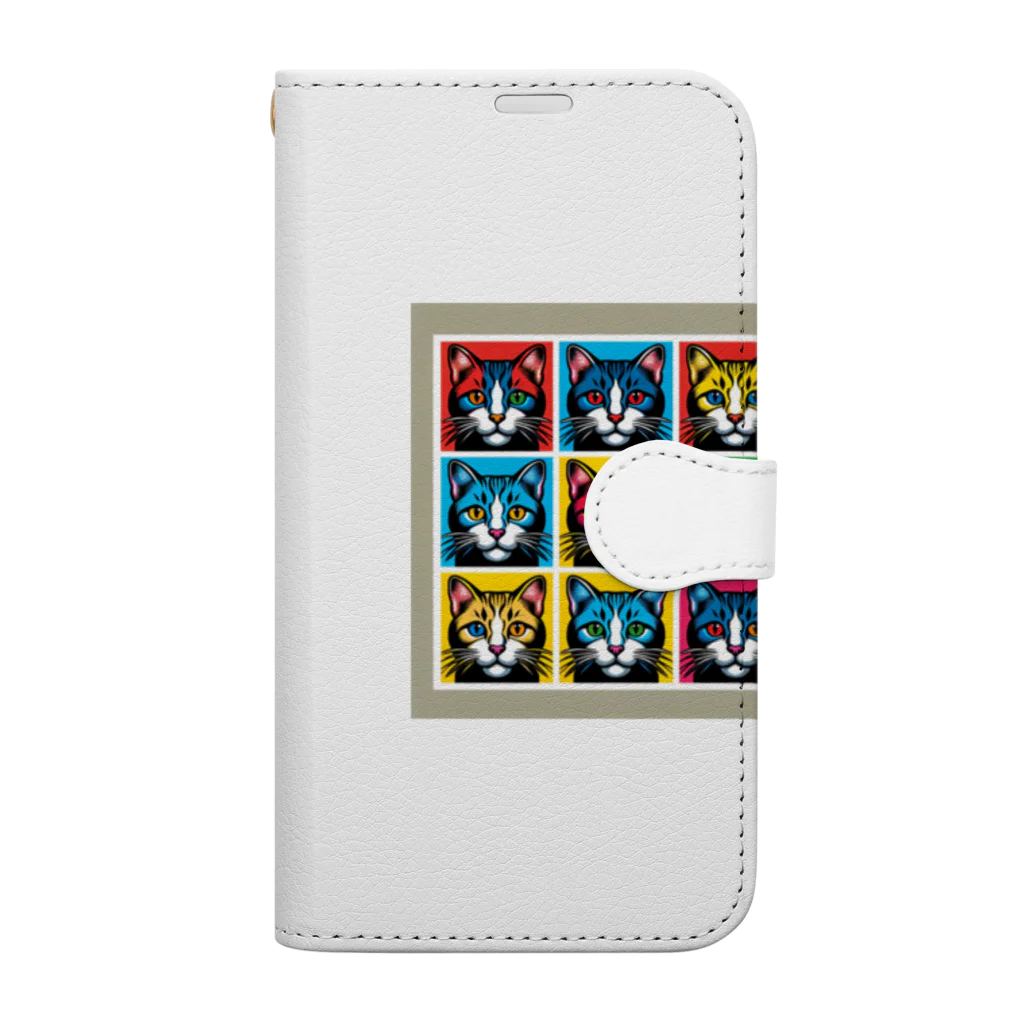 CatCraftsの【Colorful Cat Pop】- ポップアート猫顔コレクション Book-Style Smartphone Case