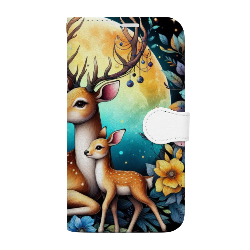 momoart8888の満月の花🦌🌝 Book-Style Smartphone Case