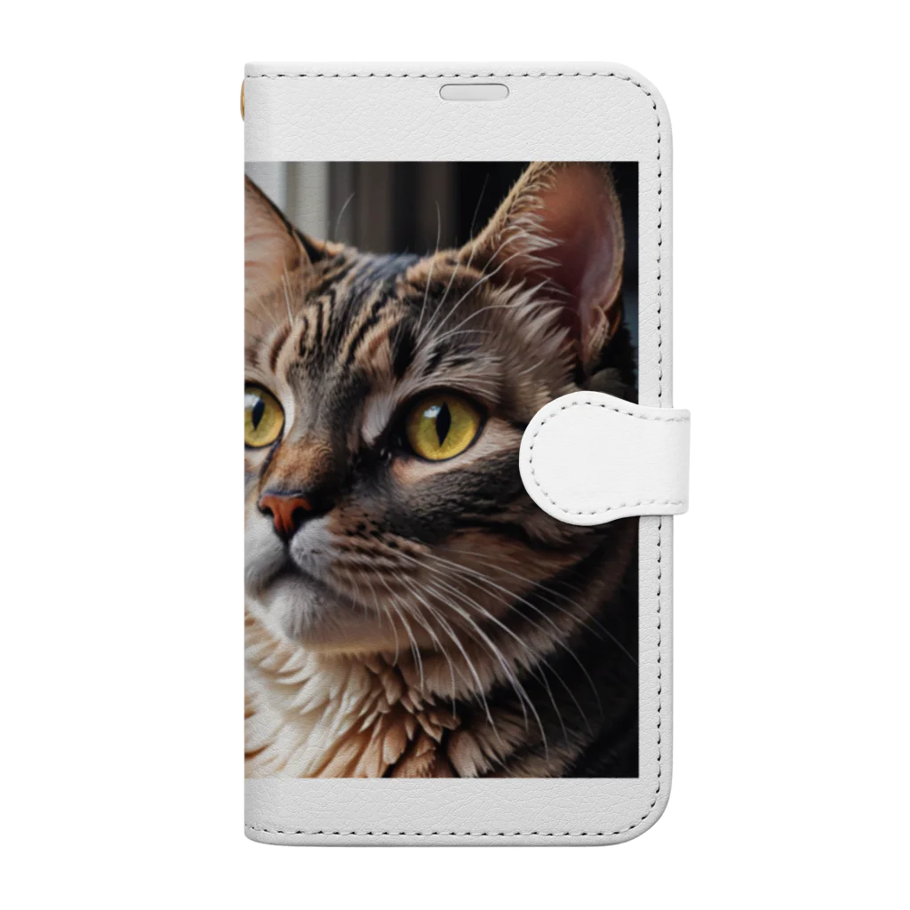 akatonbo1240の飼い主と愛情深いコミュニケーションを楽しむかわいいネコの姿🐱 Book-Style Smartphone Case