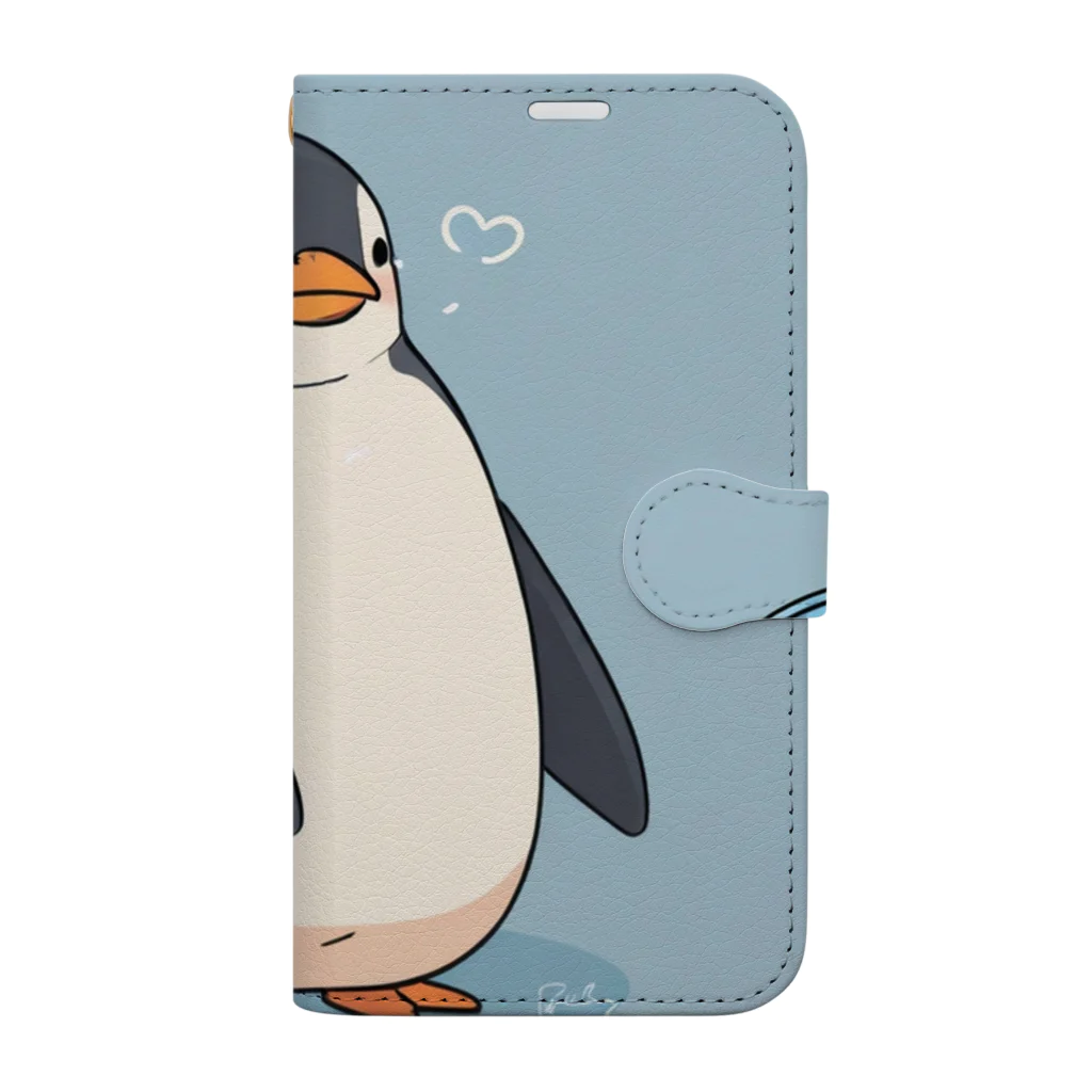 ganeshaのかわいいペンギンとおもちゃのバケツ 手帳型スマホケース