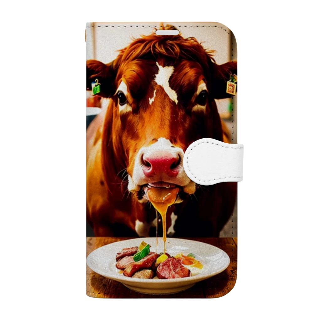 WhiteLionの牛肉を食べたい牛 Book-Style Smartphone Case