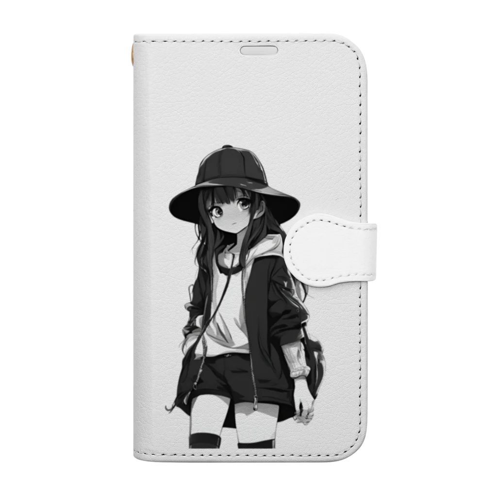 モノクロ美少女の悲しみ美少女モノクロ Book-Style Smartphone Case