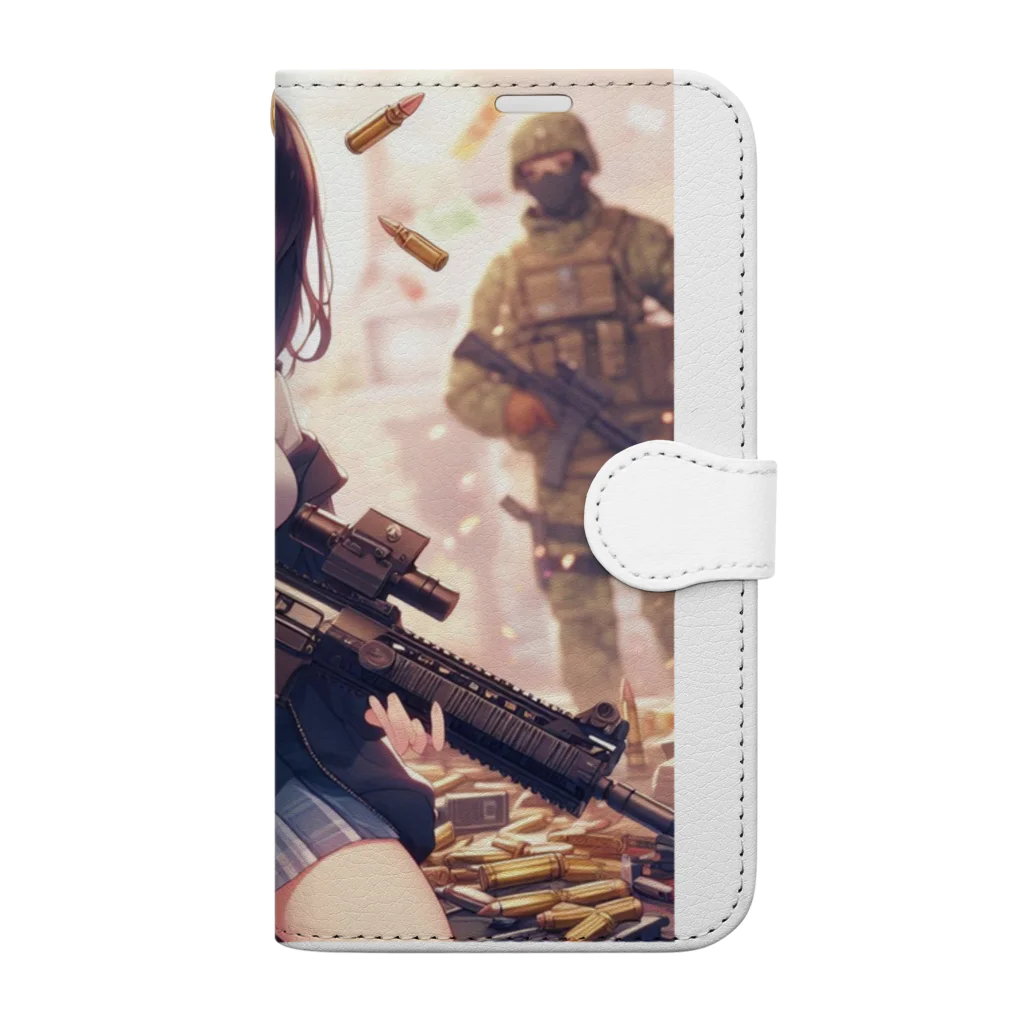 SWQAのアサルトライフル銃をもったjk Book-Style Smartphone Case