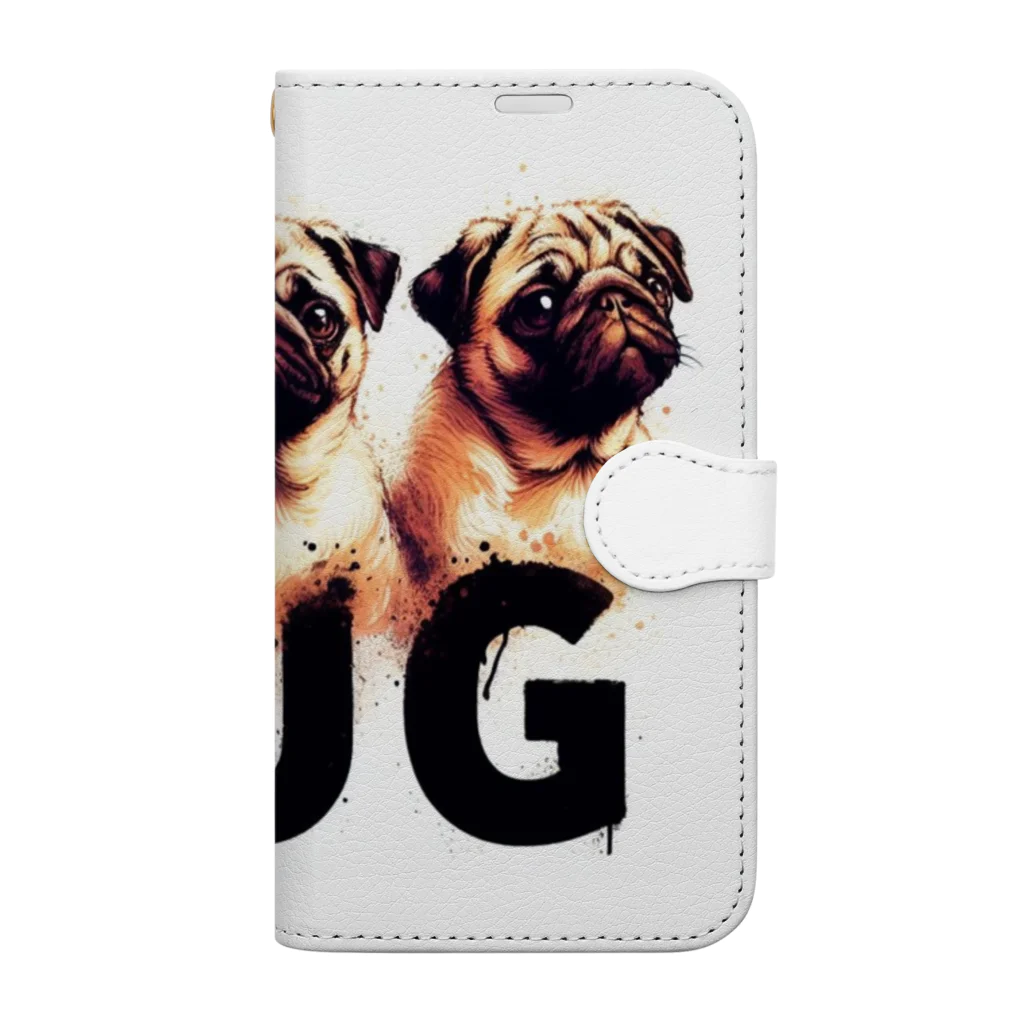 ブヒーズのPug*パグ Book-Style Smartphone Case