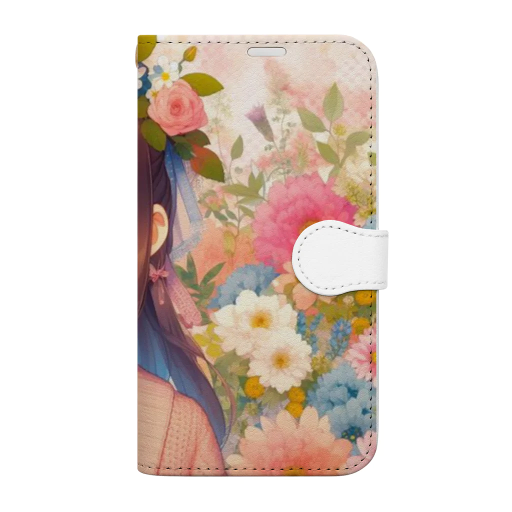 ピクセルパレットの可愛い女の子とお花10 Book-Style Smartphone Case