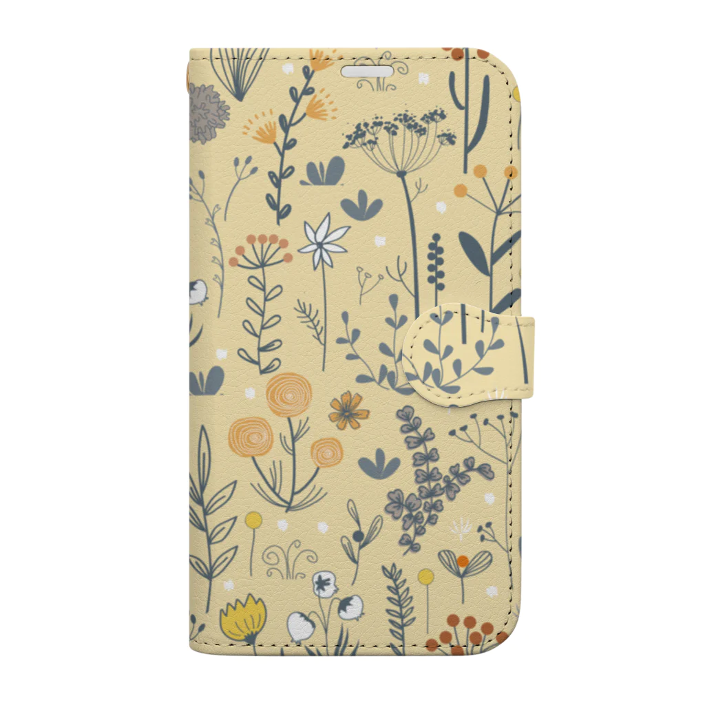 yokuneru taberuの北欧花柄２ Book-Style Smartphone Case