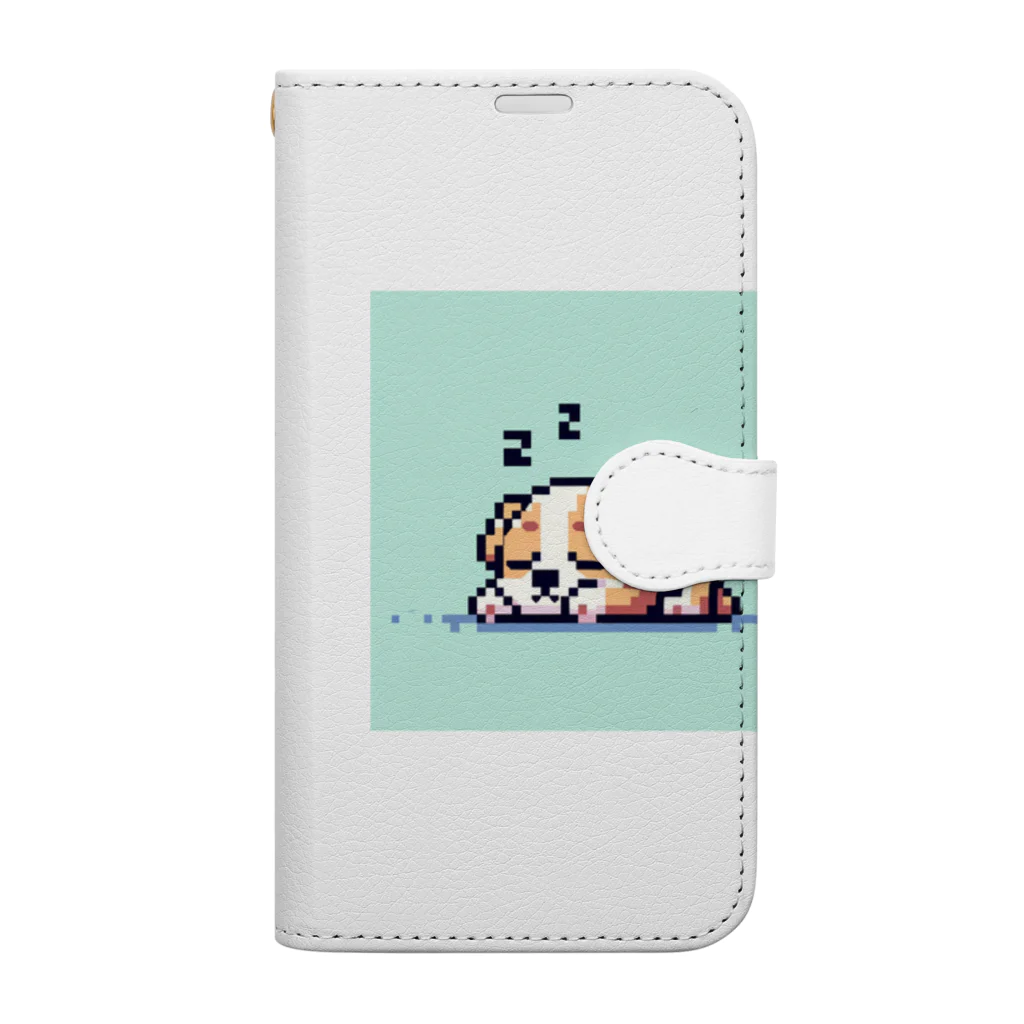 wanwan!!のドット絵犬 手帳型スマホケース