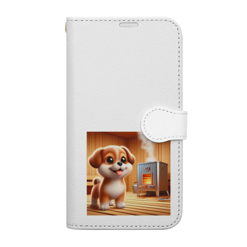 サウナーグッズショップの可愛い子犬がサウナでととのう Book-Style Smartphone Case