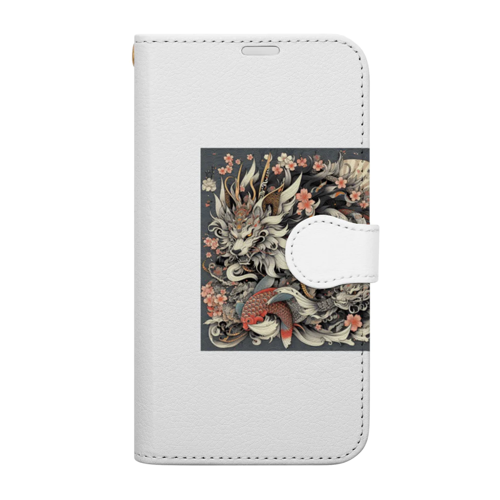 和風イラスト@しゃららの狼シリーズ@鯉 Book-Style Smartphone Case