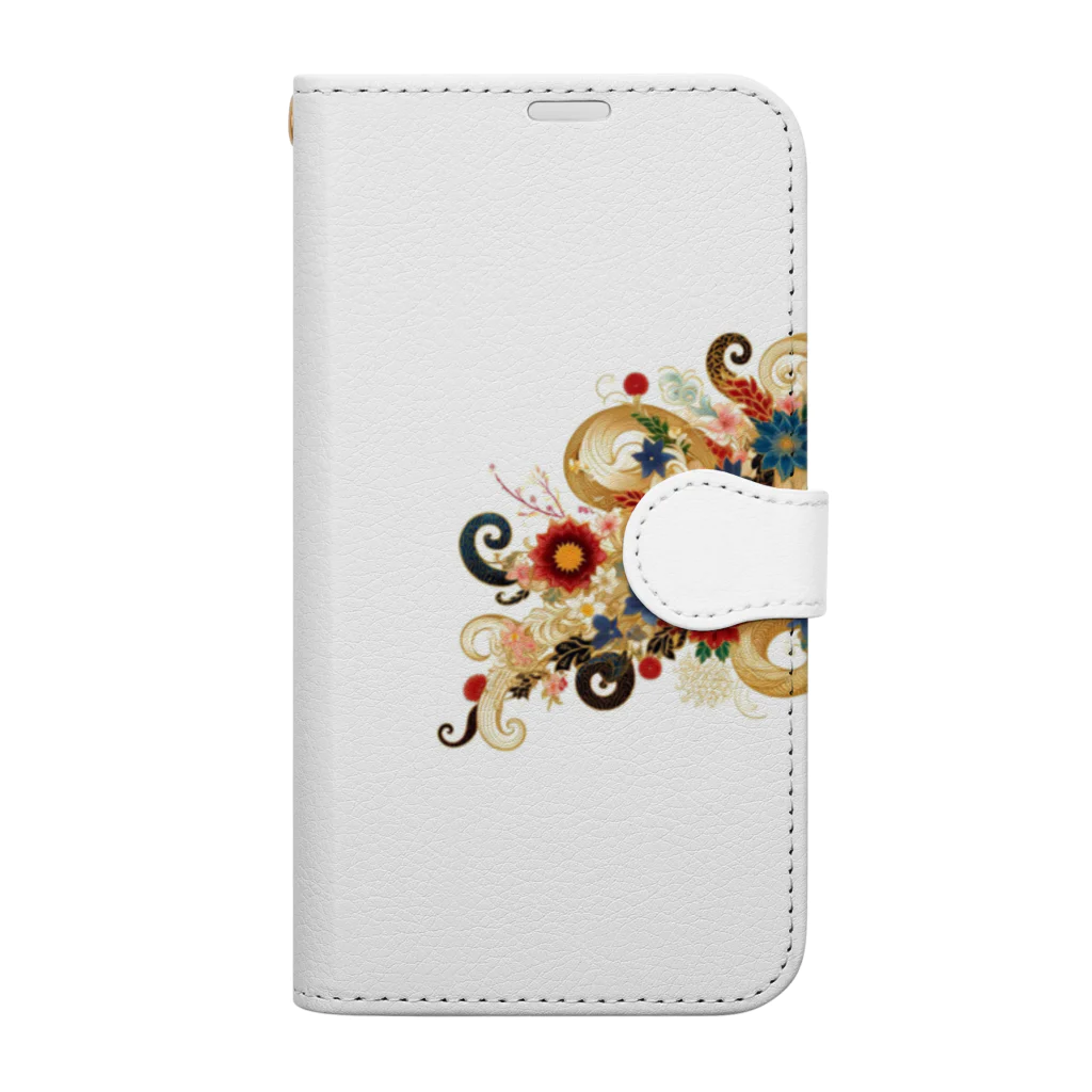 ryu1220の唐草と花 Book-Style Smartphone Case