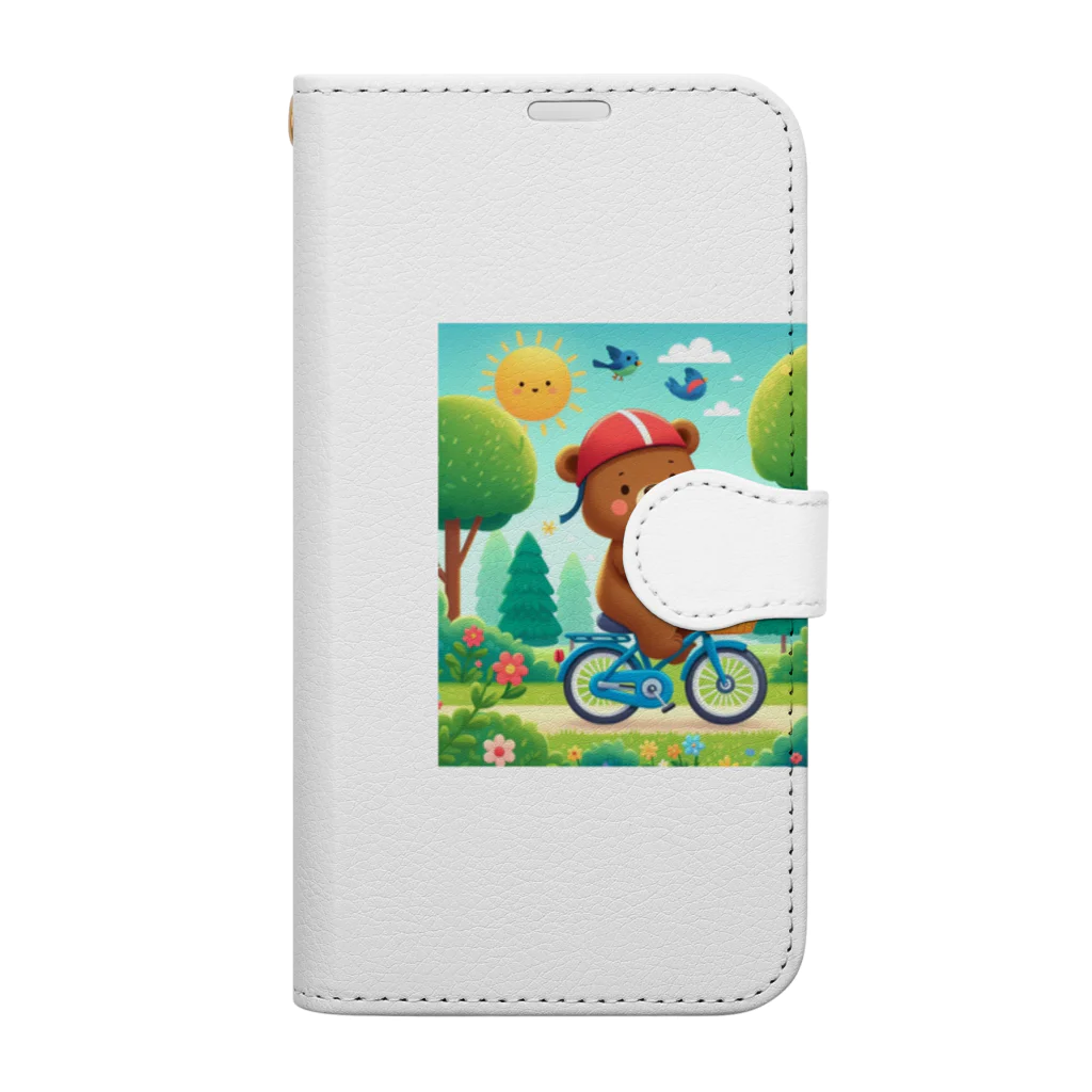 はむはむの自転車に乗ったクマ　人気アイテム　かわいい Book-Style Smartphone Case