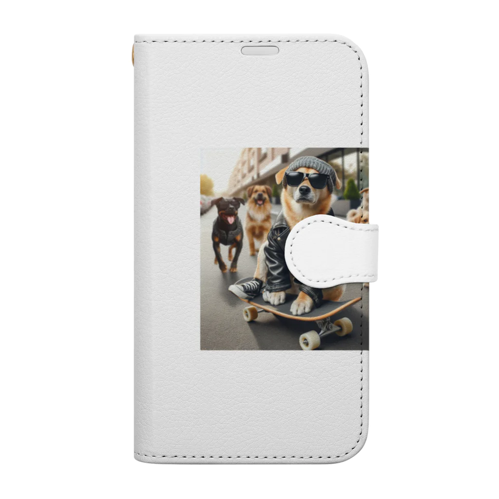 けいちゃんショップのスケートボードの犬 グッズ Book-Style Smartphone Case