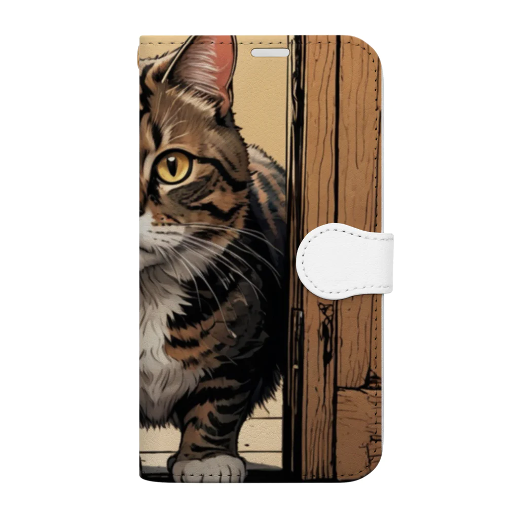 manaco-の覗き猫ちゃん Book-Style Smartphone Case