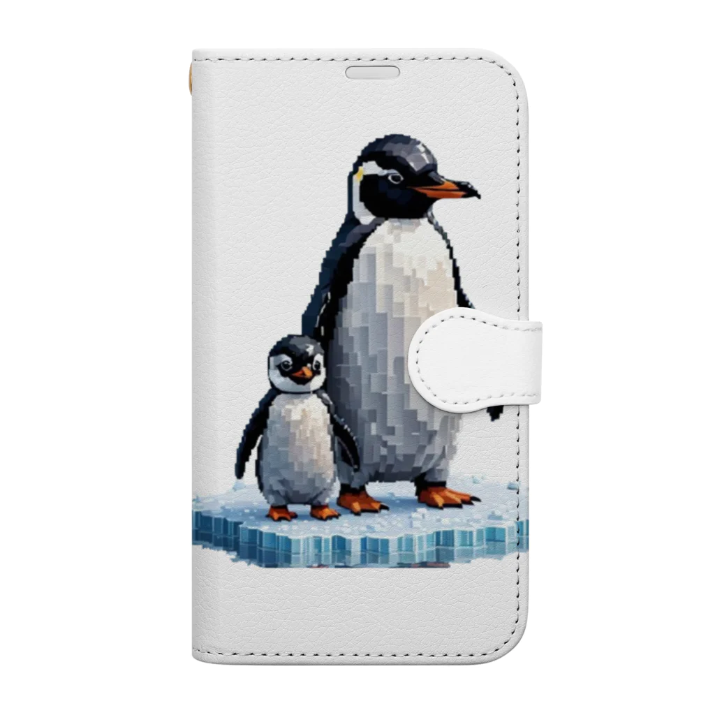 アニマルアートのペンギンの親子 Book-Style Smartphone Case