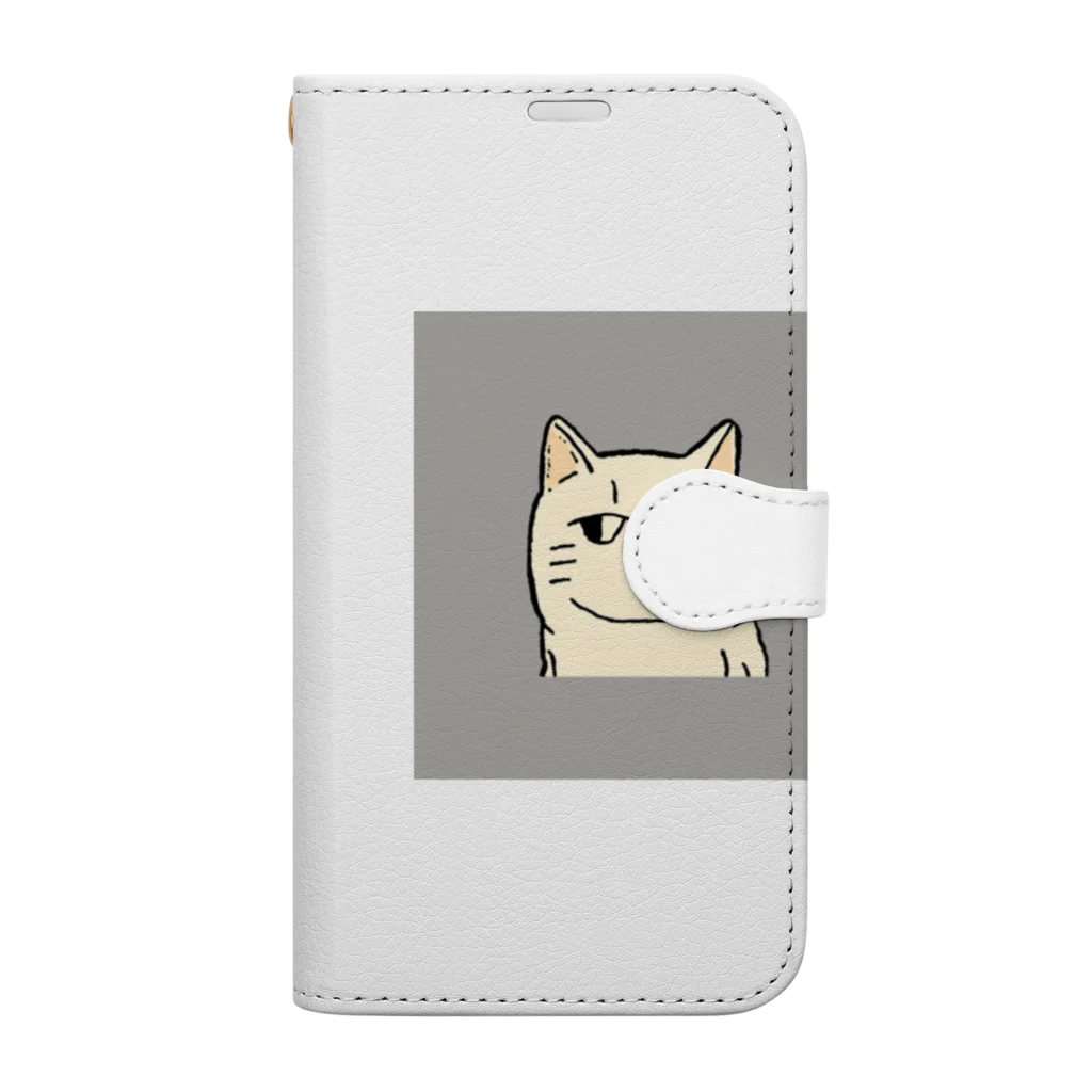 日常のふてくされたネコくん(グレー) Book-Style Smartphone Case