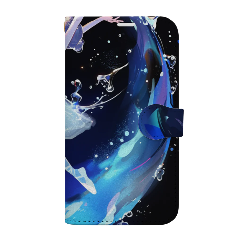 AQUAMETAVERSEのシャボン玉の中のバレリーナ　BLUE PLUM  691 Book-Style Smartphone Case