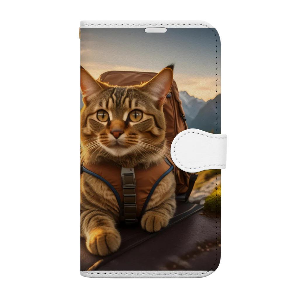 ねこ達と一緒のねこちゃんと冒険へGO Book-Style Smartphone Case