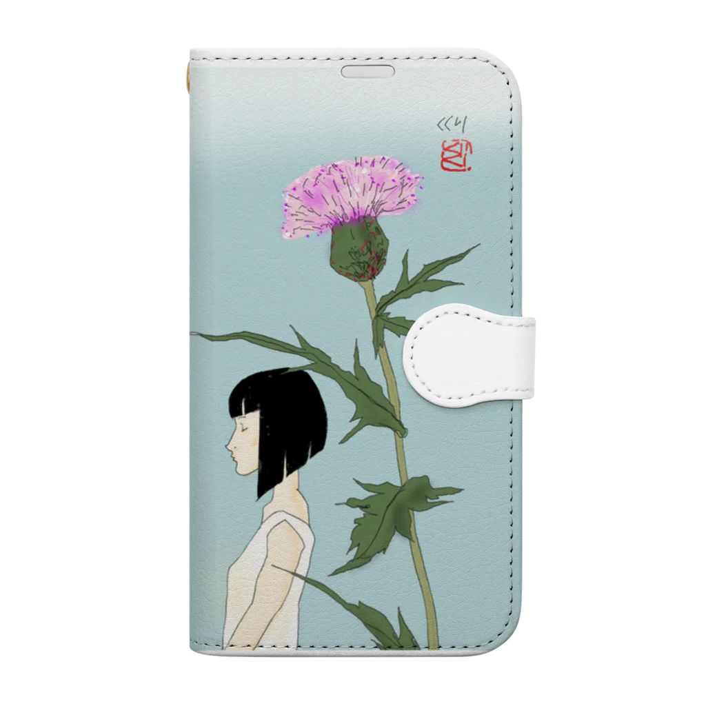 kukuri1957のお店のちくちくアザミ Book-Style Smartphone Case