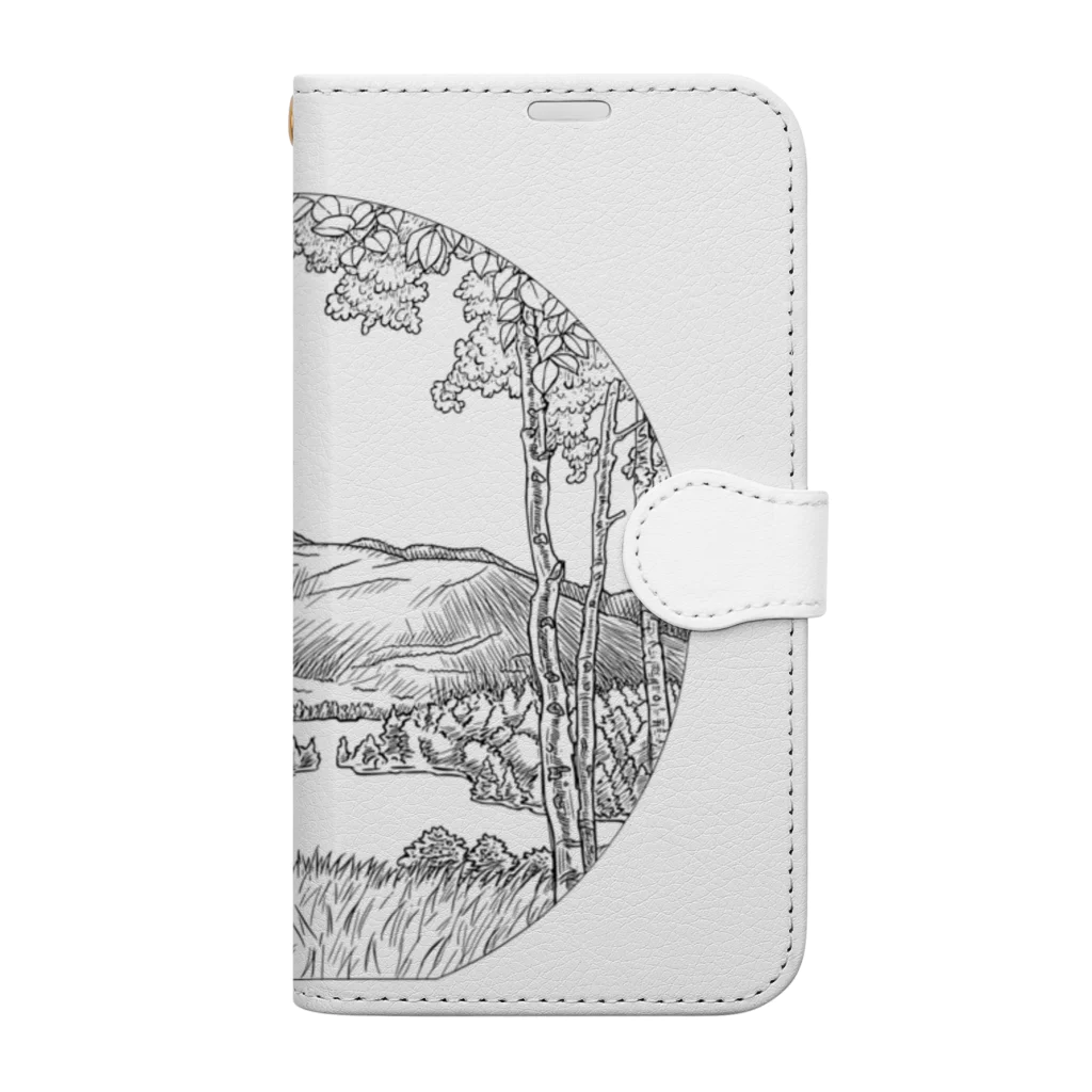 march springの川の畔　ラインアート Book-Style Smartphone Case