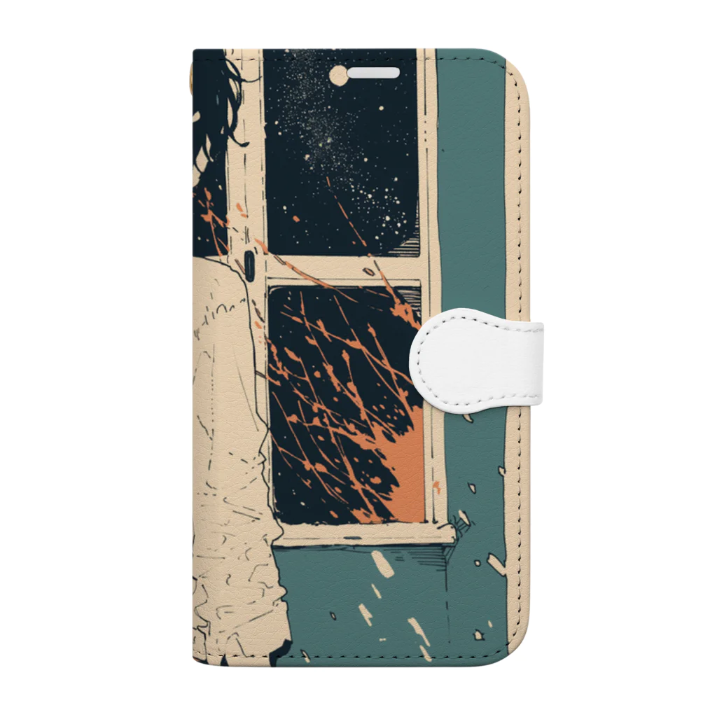 as -AIイラスト- の月夜と背中 Book-Style Smartphone Case