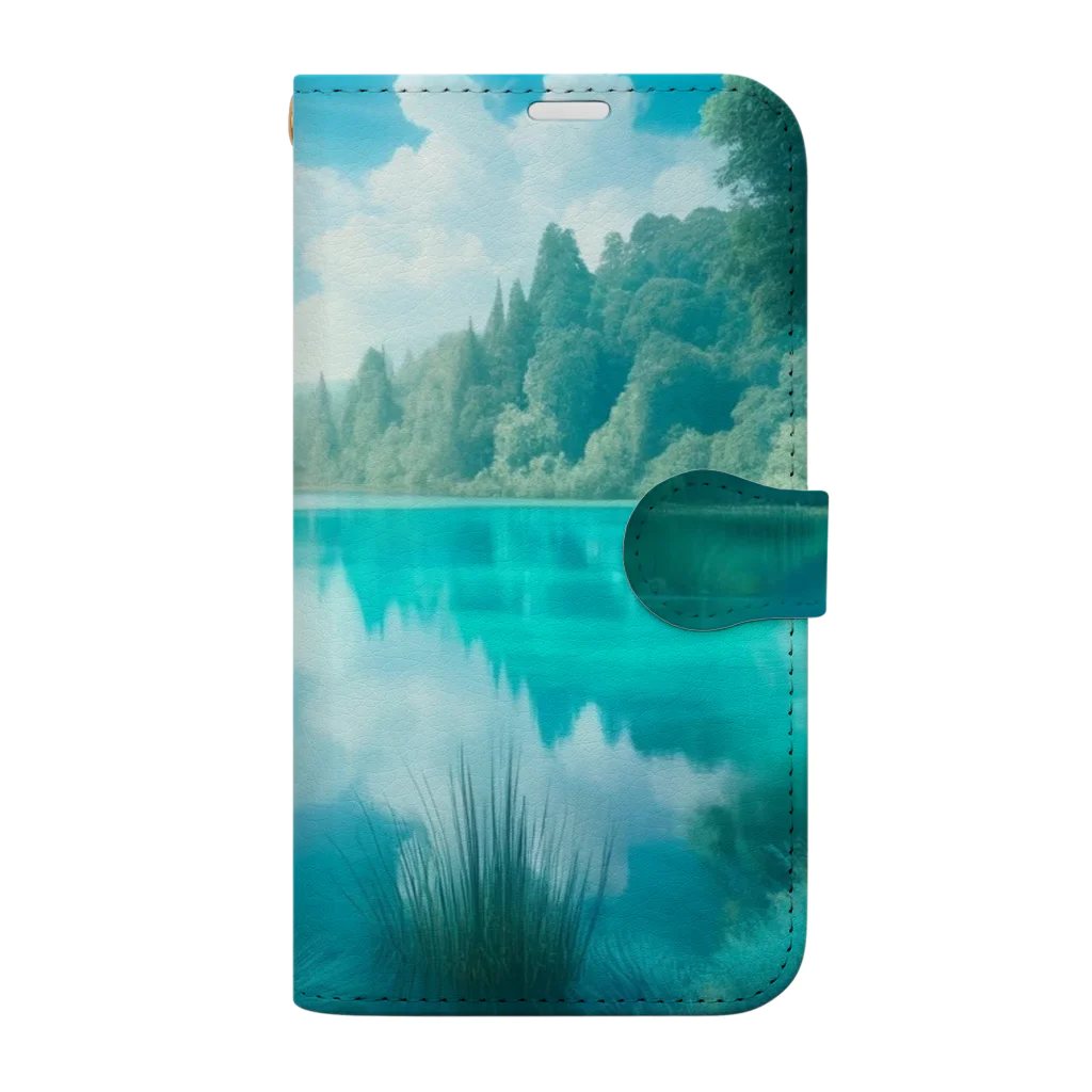 hana2ginの Almost Transparent Blue. Book-Style Smartphone Case