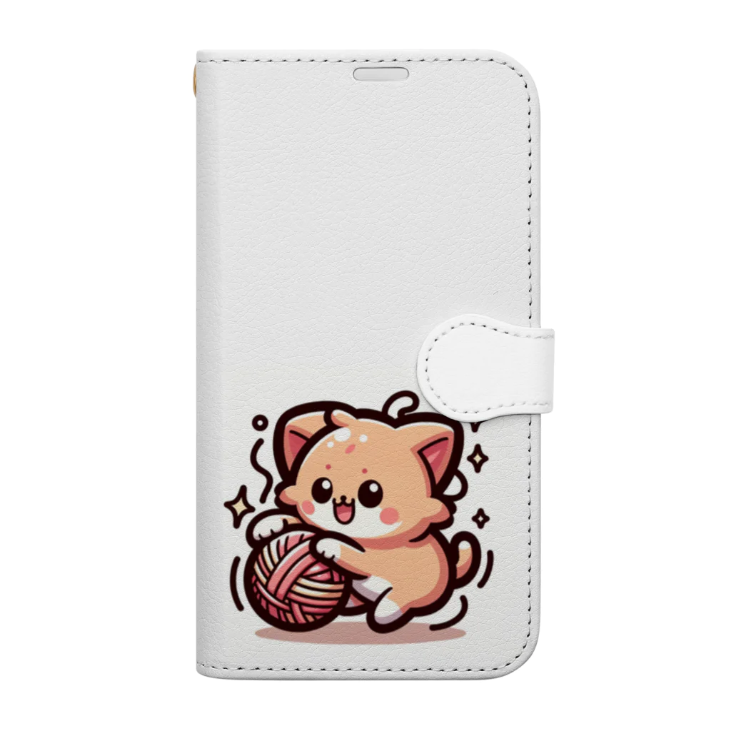 moka_mattarliのLINEスタンプ風の猫01 Book-Style Smartphone Case