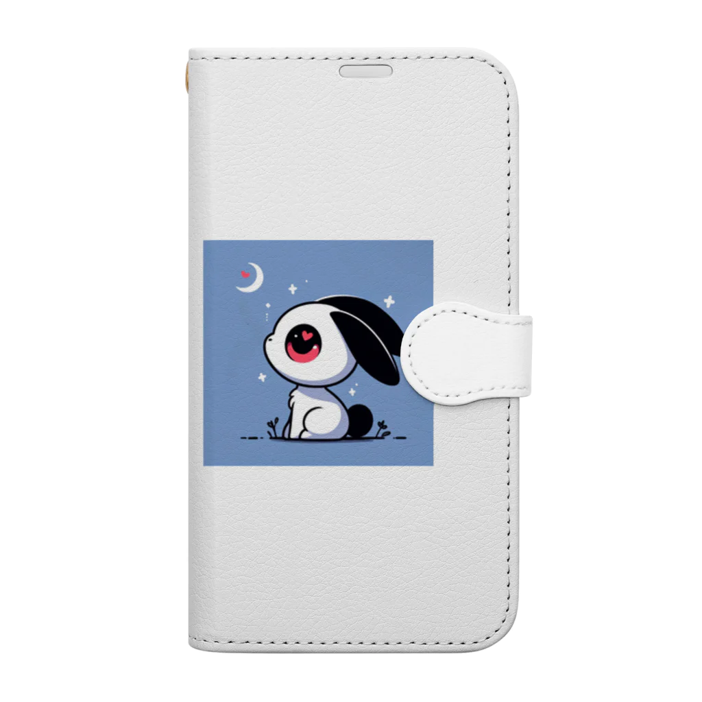 やまとうみとにちじょう【公式】のハートうさぎさんと夜空 Book-Style Smartphone Case