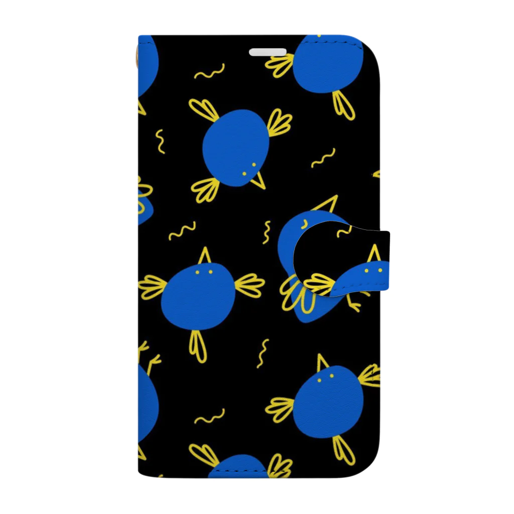 tmtmshopの幸せの青い鳥、黒 Book-Style Smartphone Case