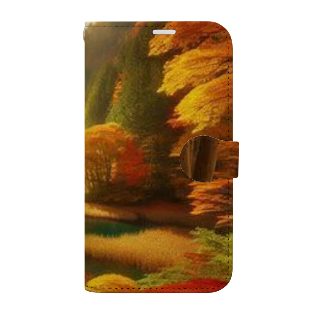 Rパンダ屋の「秋風景グッズ」 手帳型スマホケース