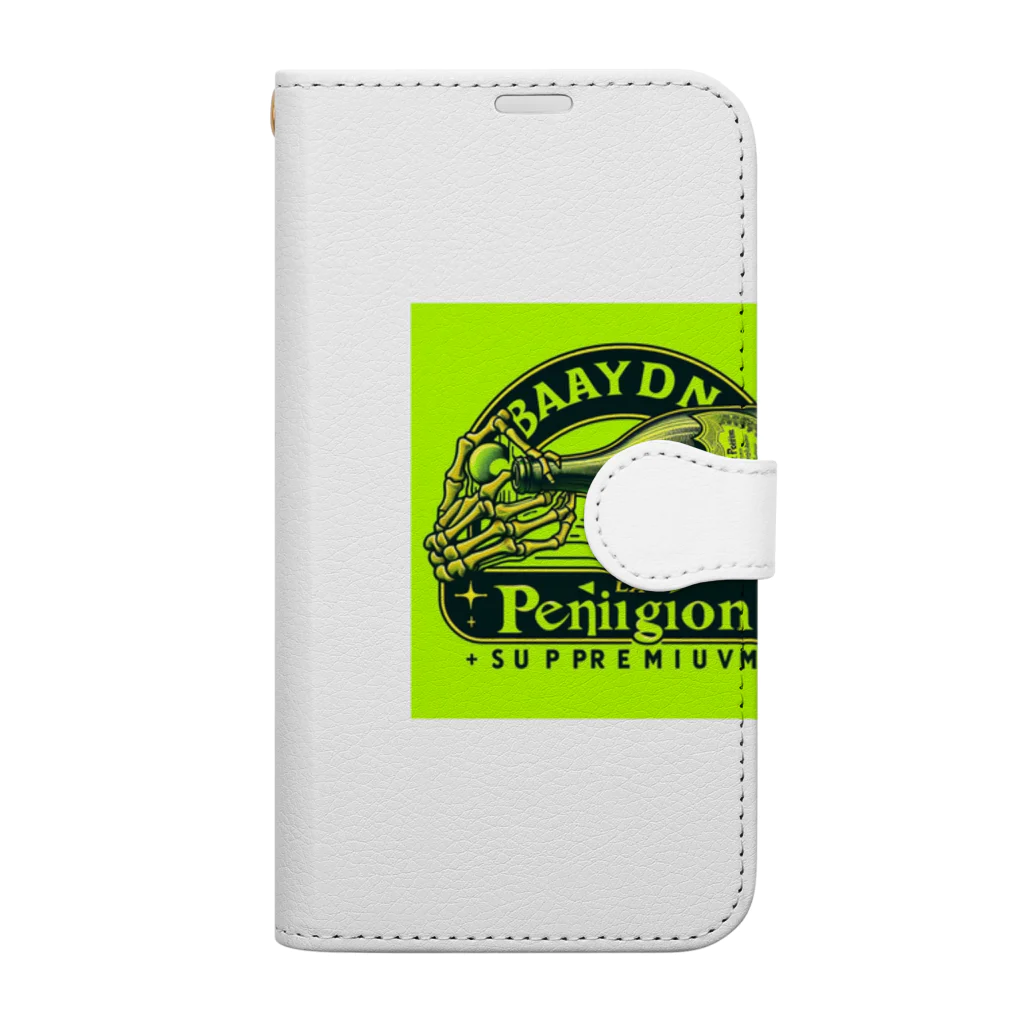 BABYLON  Channel　aiのドンペリ　骸骨　蛍光グリーン Book-Style Smartphone Case