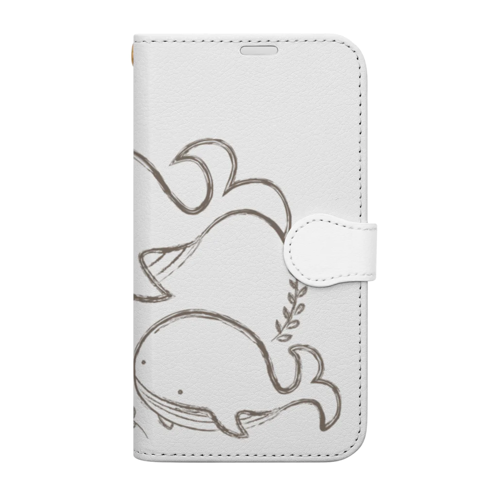 sari'sのクジラの親子 Book-Style Smartphone Case