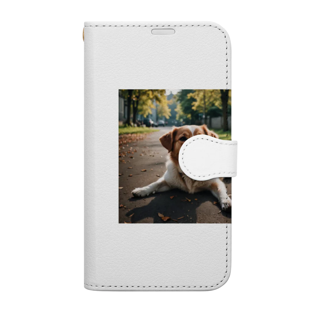 kokin0の足を広げて座る犬 Book-Style Smartphone Case