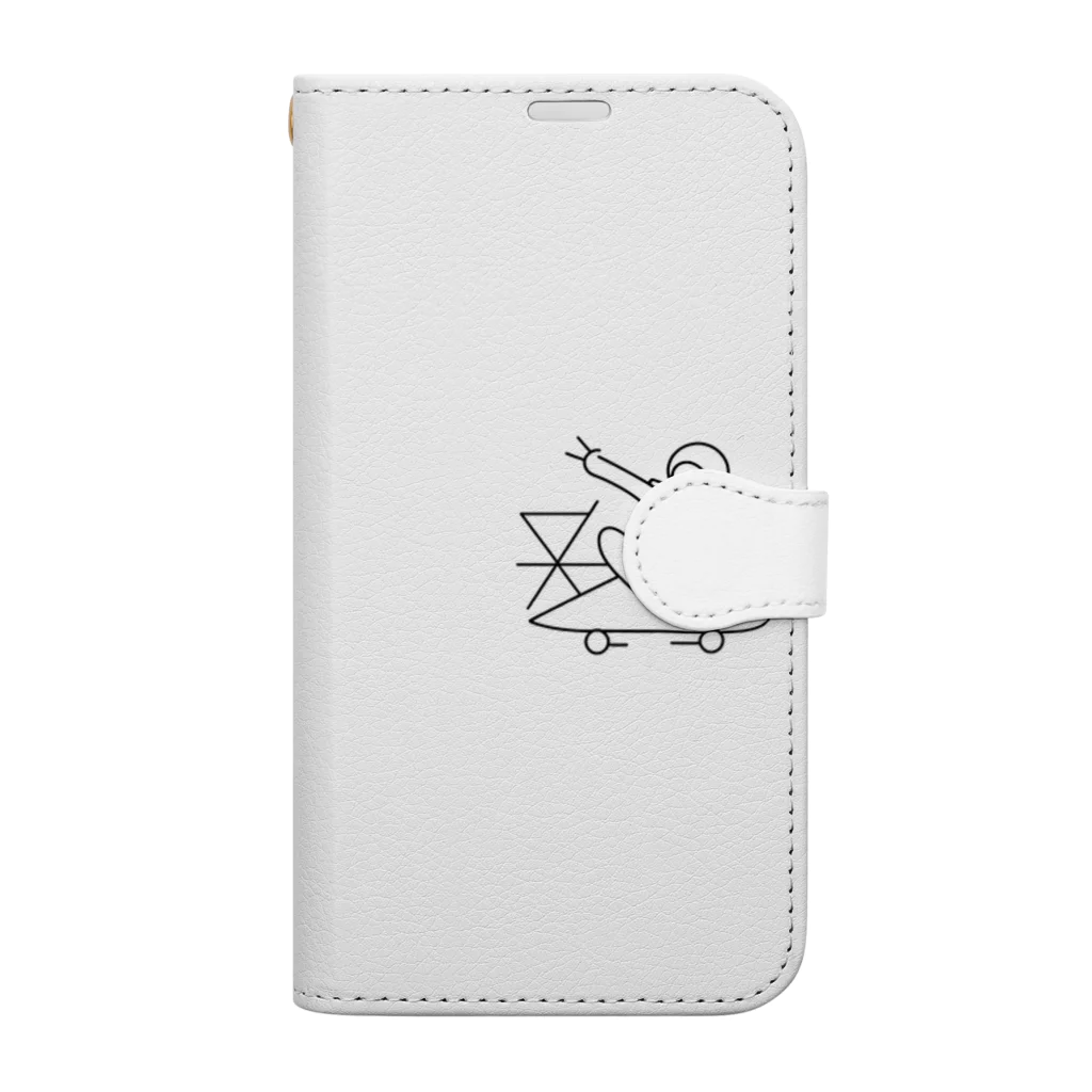 8890のラインアート　スケボー Book-Style Smartphone Case