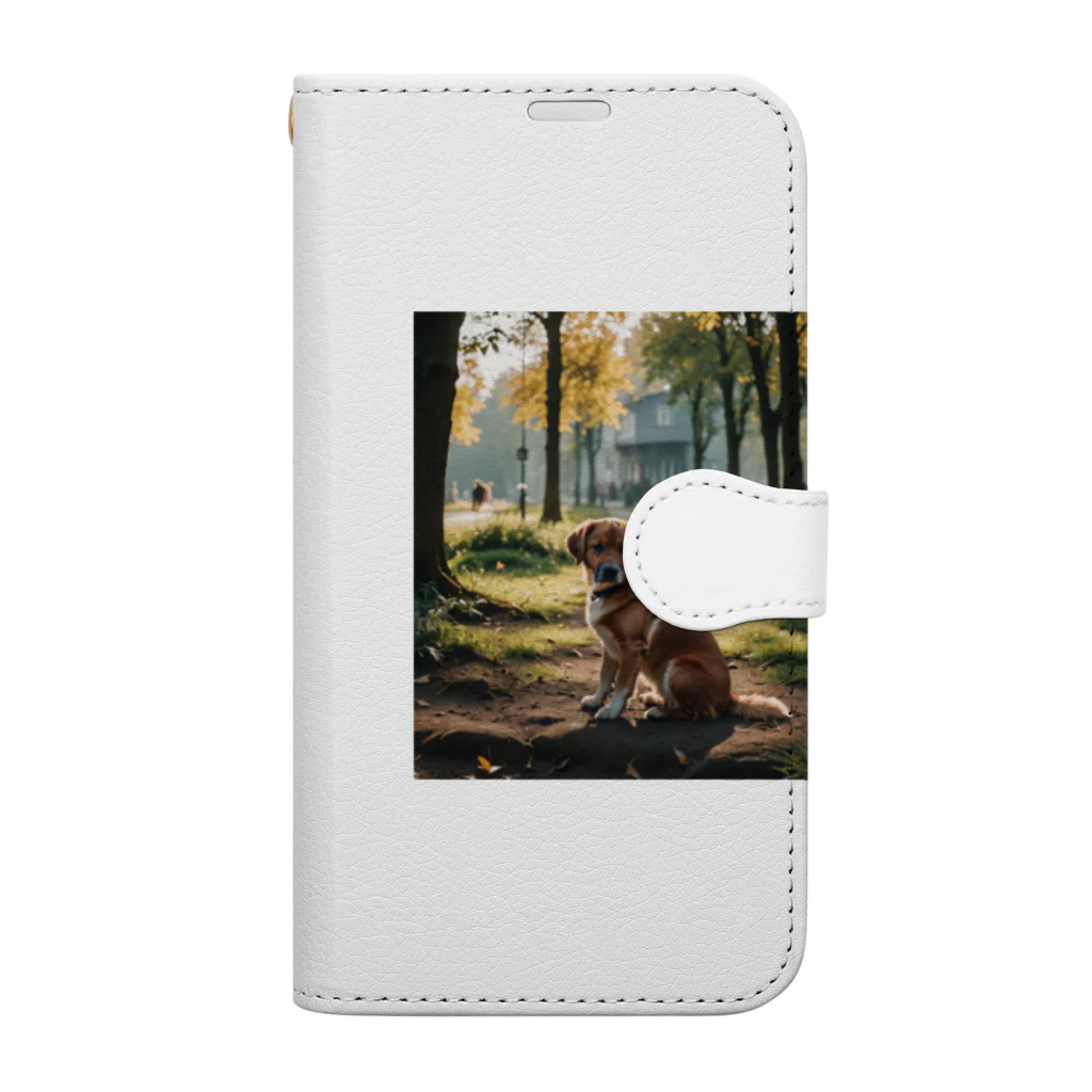 kokin0の横向きの犬 liting dog Book-Style Smartphone Case