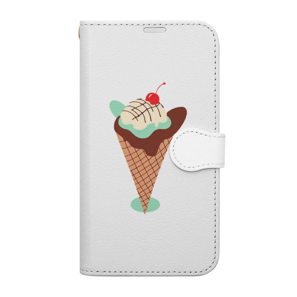 fun fikaのチョコミントアイス Book-Style Smartphone Case