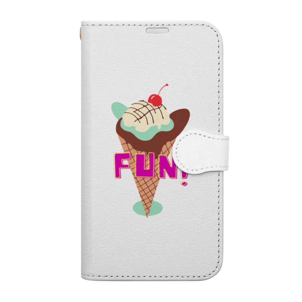 fun fikaのfun！チョコミントアイス 手帳型スマホケース