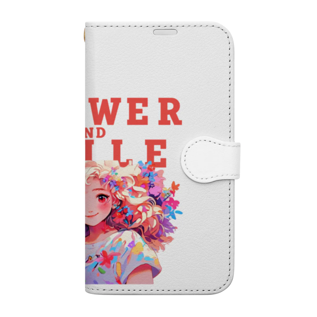 araakii@꧁THE DOGRUN꧂のFLOWER AND SMILE 01 Book-Style Smartphone Case