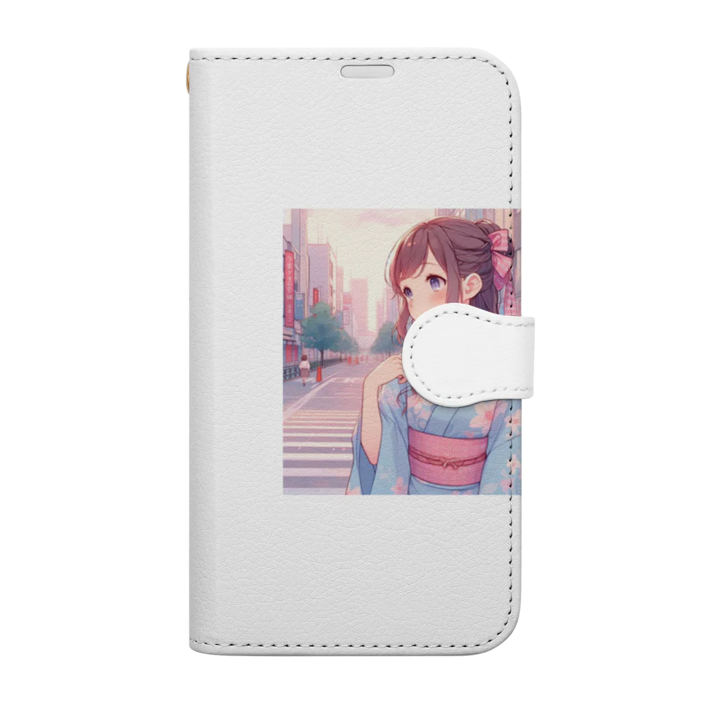 yukatagirlsの「あの人、まだかなあ？」 Book-Style Smartphone Case