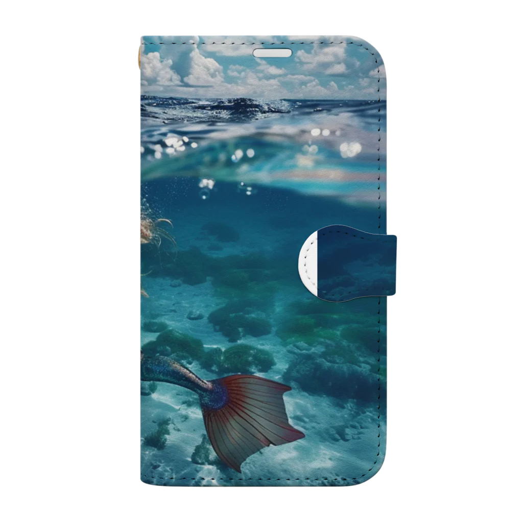 AQUAMETAVERSEのモルジブの大海原で人魚が泳いでいますsanae2074 Book-Style Smartphone Case