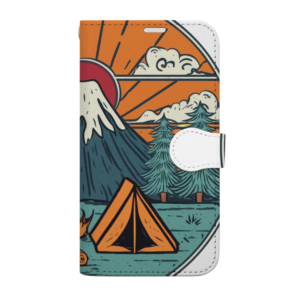 akicamの富士山とキャンプ Book-Style Smartphone Case